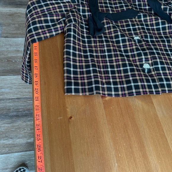 Cece Plaid Tie Neck Blazer Jacket with Rhinestone Button-Up Size XL - Picture 14 of 14